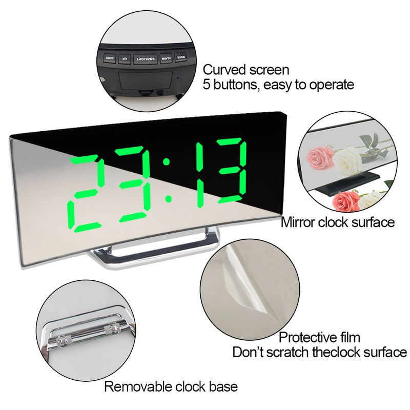 Digital väckarklocka skrivbordsklocka för barn sovrum heminredning temperatur snooze funktion skrivbord bordsklocka LED-klocka elektronisk_voghion.com