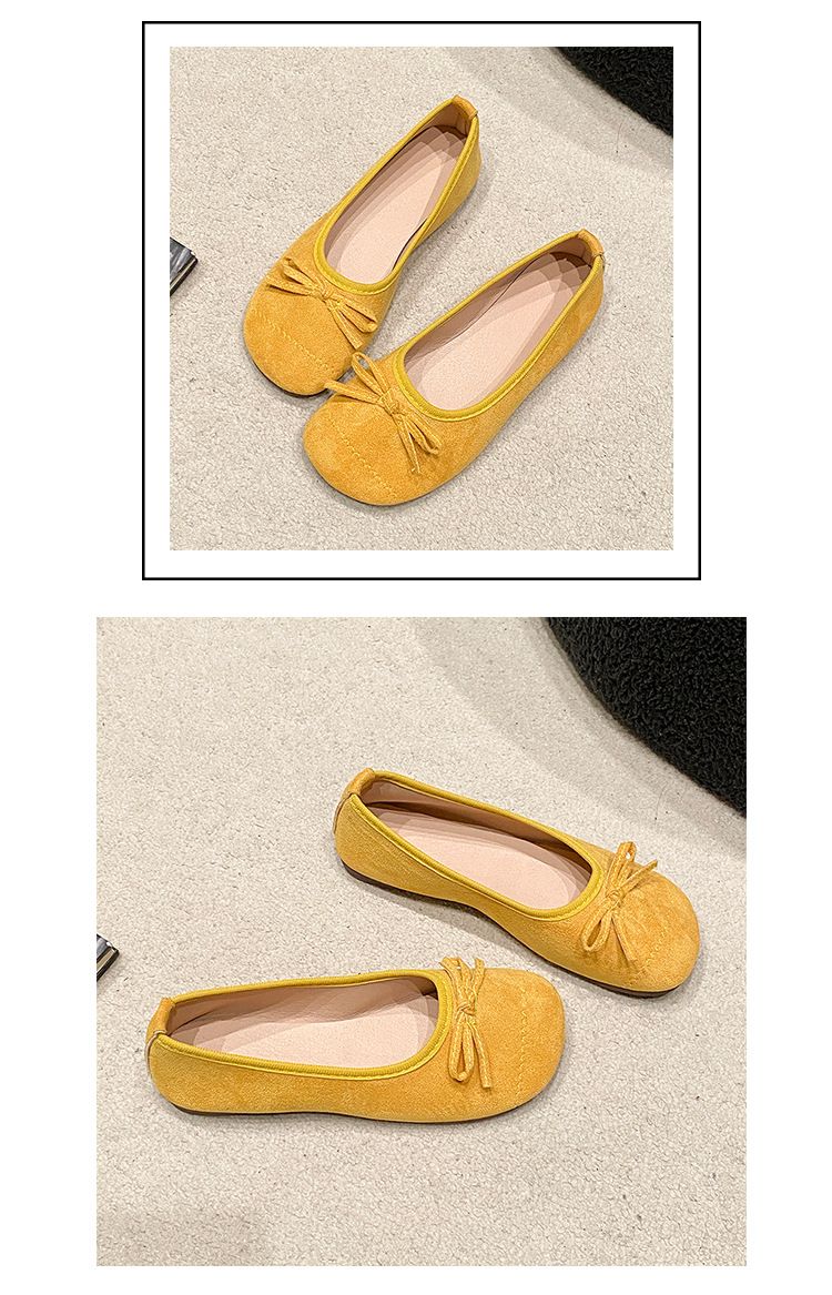 Casual Single Shoes Shoes Women's Retro Flat Bow One Pedal Lazy Shoes Simple Fashion Doudou Shoes_voghion.com