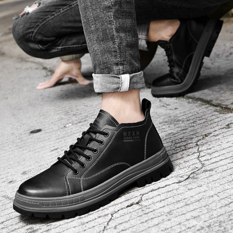 Men's British Tooling Work Boots Casual Gaobang Medium Boots Casual Board Shoes Casual Tooling Shoes_voghion.com