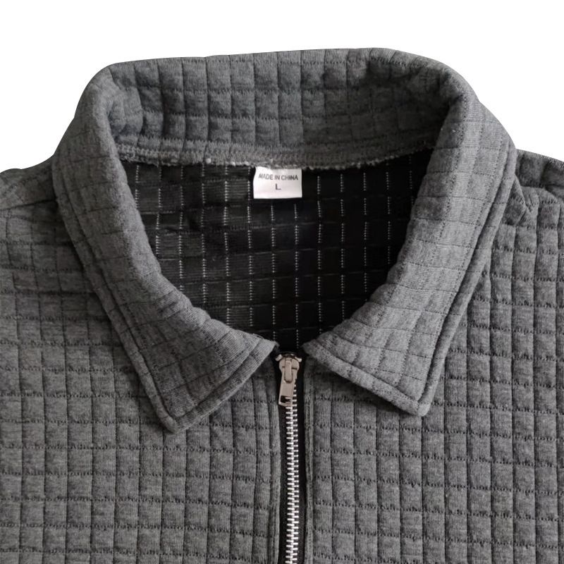 Herrkläder Ny pikétröja Herr Casual Bekväm Jacquard Liten Fyrkantig Enfärgad Slagslag Sport Kortärmad_voghion.com