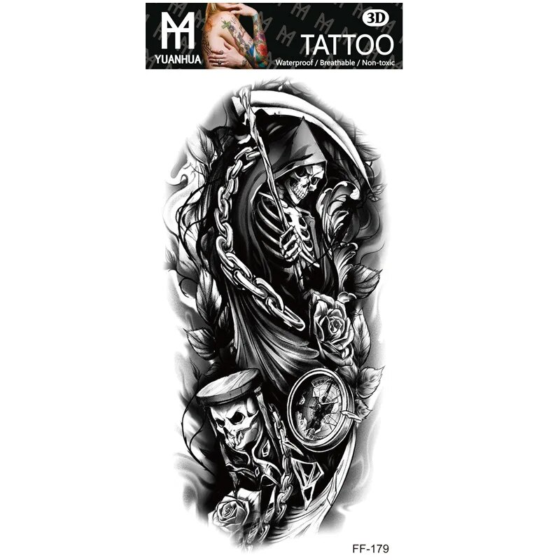 Impermeabile tatuaggio temporaneo finto braccio superiore testa di lupo umano totem testo arabo tatuaggio finto una tantum adesivi maschio femmina ragazzo ragazza_voghion.com