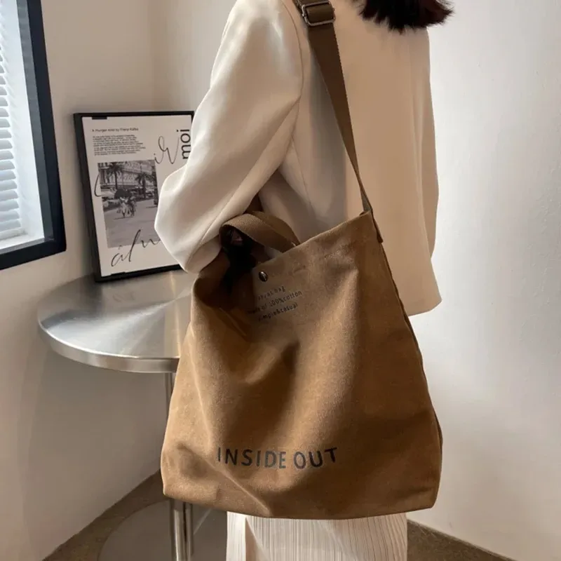 Borse a tracolla in tela da donna di alta qualità, borse per studenti, borse in tessuto di cotone, grandi tote per ragazze, portafoglio_voghion.com