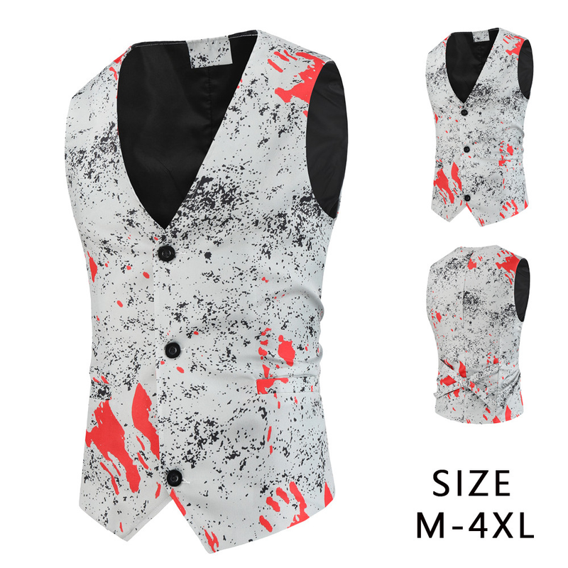 Large quantity in stock Foreign trade new men's fashion suit vest printed casual vest MJ139 M-4XL_voghion.com