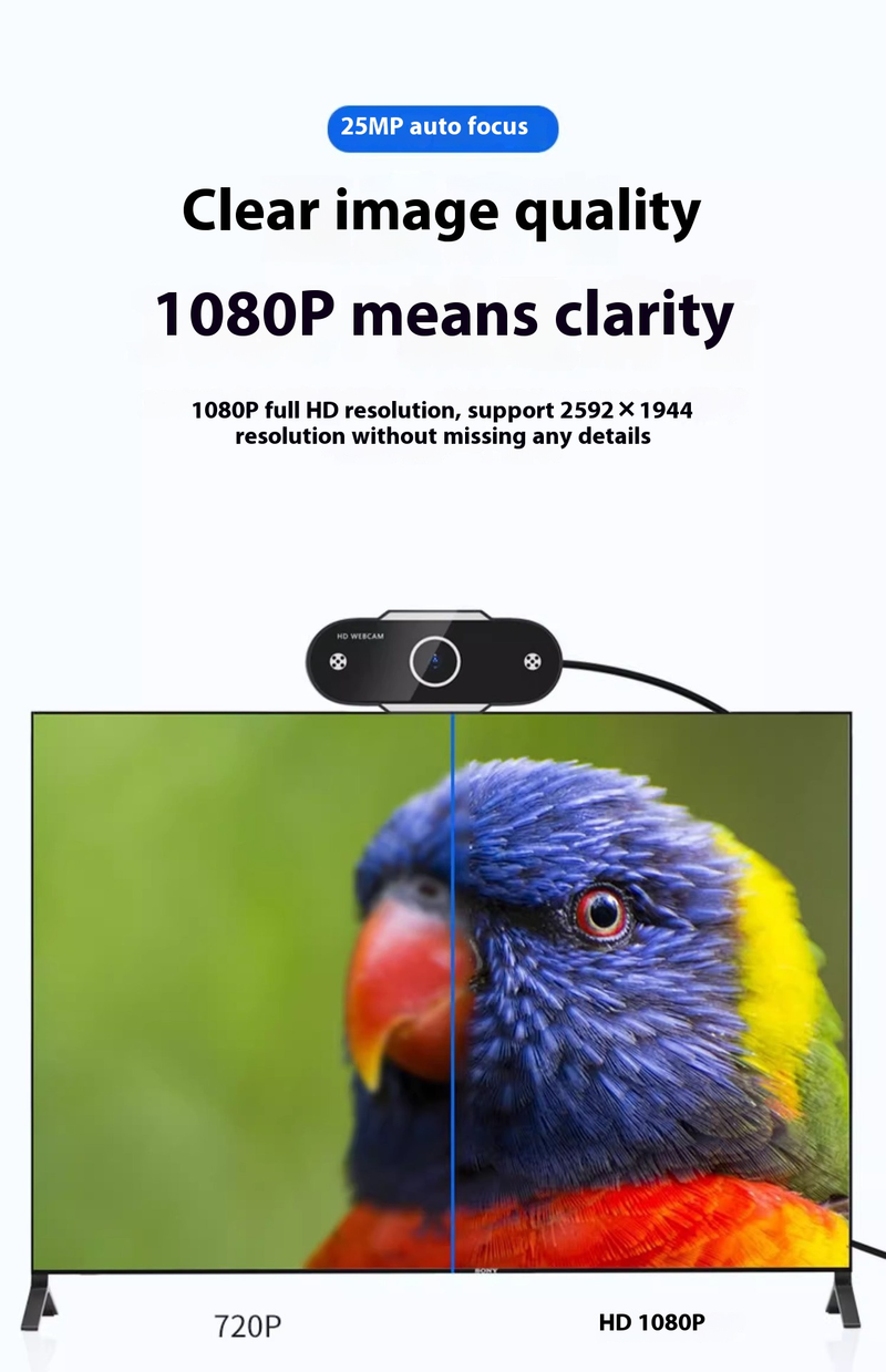 HOWTEAM 1080P Auto Focus Webcam With Mic, Plug And Play USB Camera For Zoom/Teams/Streaming, Noise Canceling For Online Class/Home Office_voghion.com