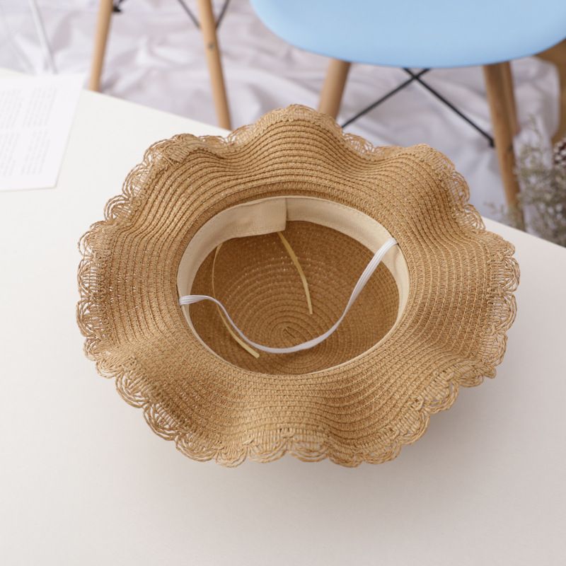 Cappello da sole in erba per ragazza pescatore, protezione da spiaggia per principessa estiva femminile per bambini, cappello da bacino_voghion.com