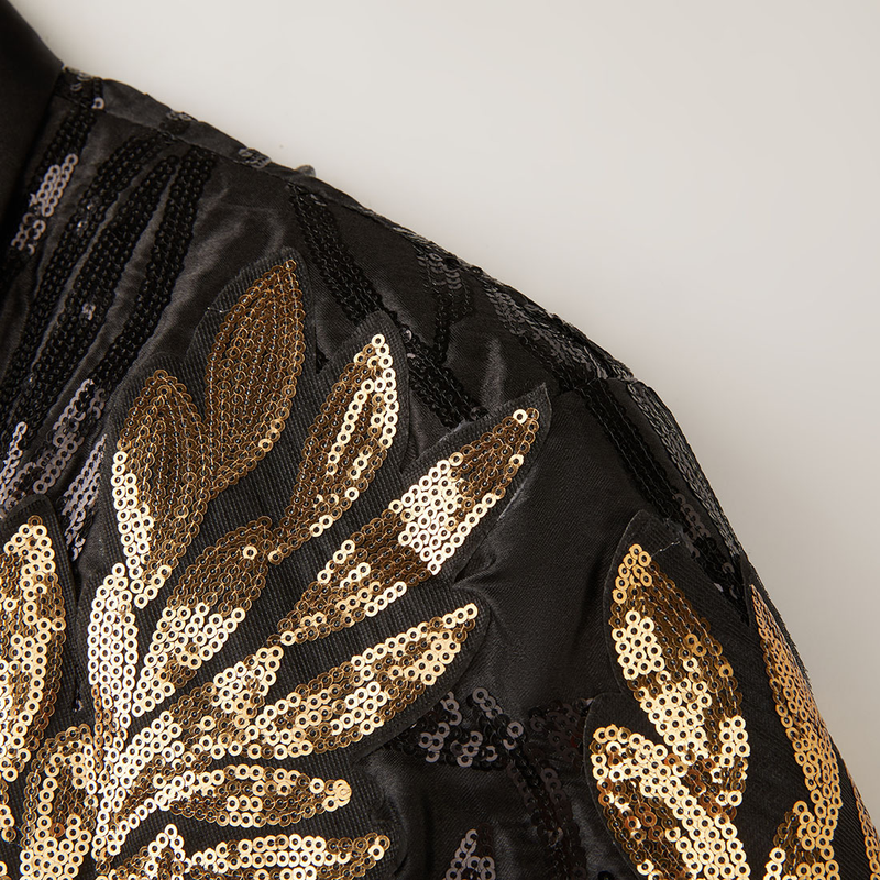 Herrenmode Positionierungsapplikationen-Paillettenanzug zweiteiliges Set Hochzeitsbankett Sängerkleid Top + Hose_voghion.com