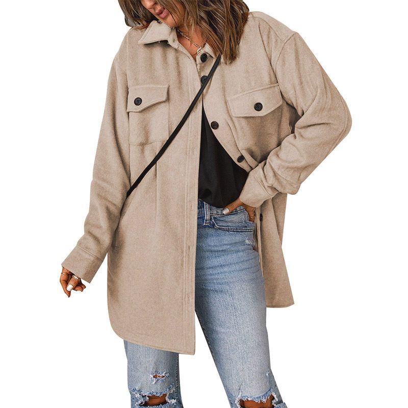 Vrouwen Winter Nieuwe Effen Kleur Enkelrijs Casual Revers Wollen Jas Voor Vrouwen_voghion.com