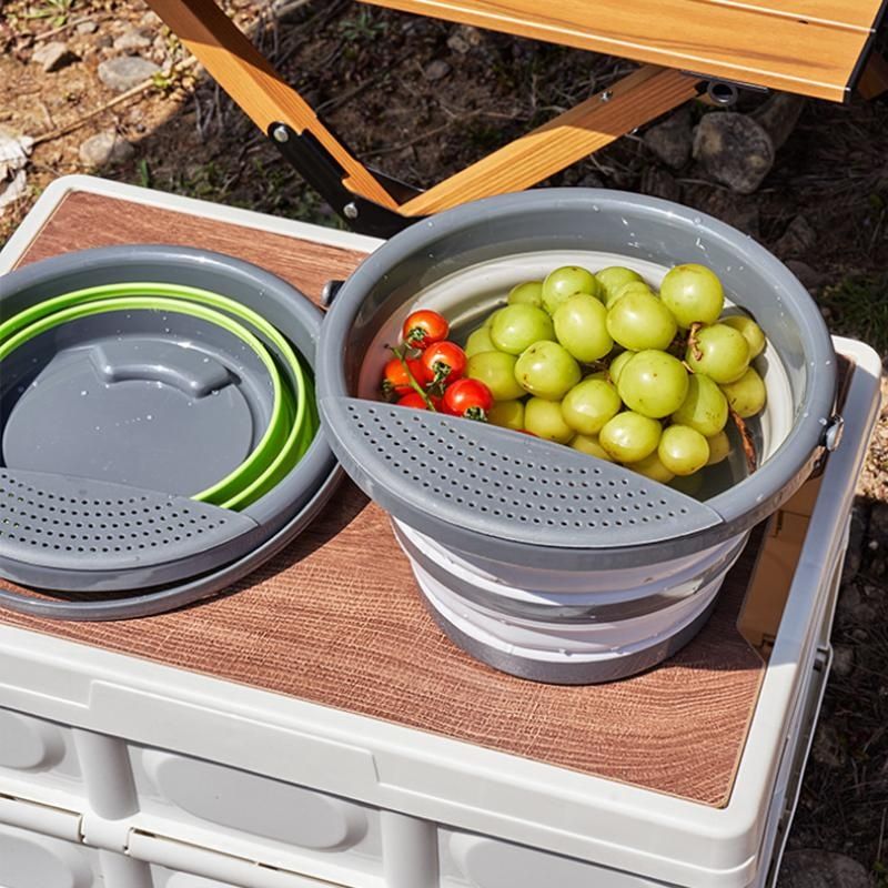 4L Multifunctional Folding Bucket Portable Folding Bucket Camping Folding Silicone Bucket Outdoor Travel Car Washing Fishing_voghion.com