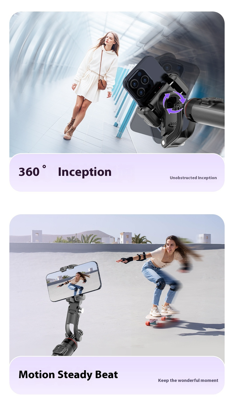 New Follow-up Anti-shake Gimbal Mobile Phone Selfie Stick, Fully Automatic Photo Artifact, Bluetooth Connection, Anti-shake Retractable_voghion.com