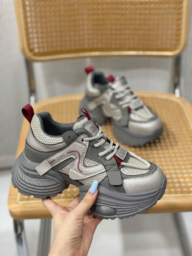 Authentic Leather Clunky Sneakers Women's 2025 New Arrival Spring & Fall Height Increased 5cm Casual Shoes Lightweight_voghion.com