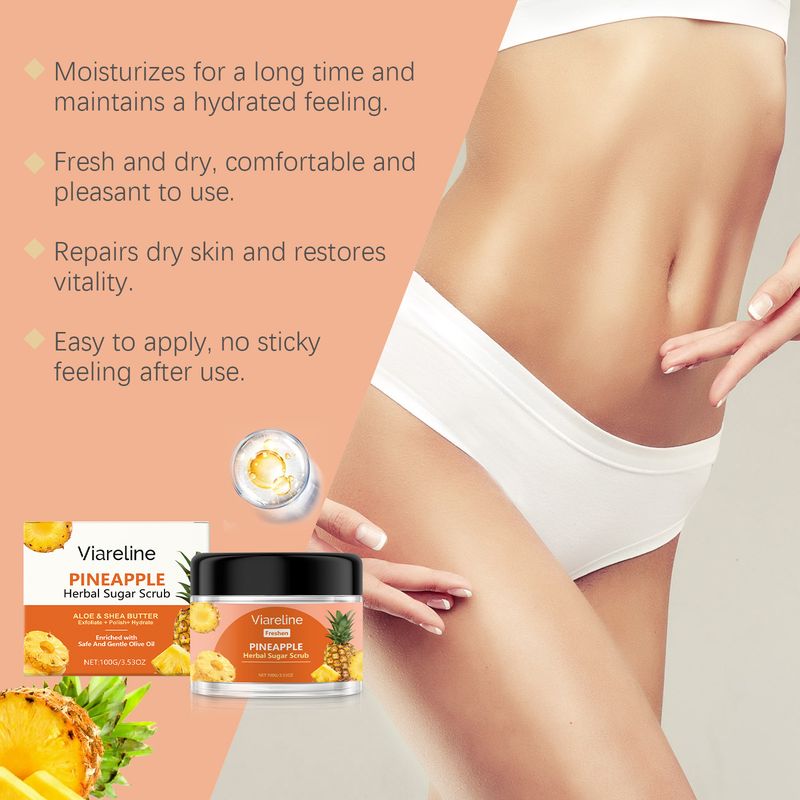 Viareline Pineapple Body Scrub Gently Cleanses Body Skin With A Soft Moisturizing Daily Treatment_voghion.com