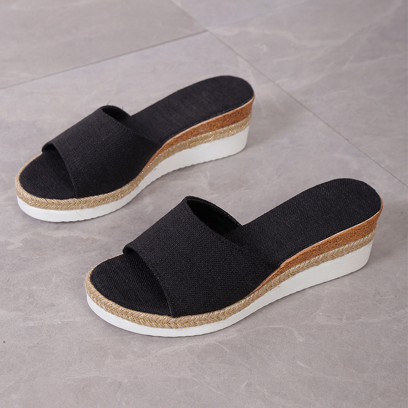 Scarpe da donna stazione indipendente moda estiva di grandi dimensioni una parola fibbia muffin sandali da spiaggia con fondo spesso da donna_voghion.com