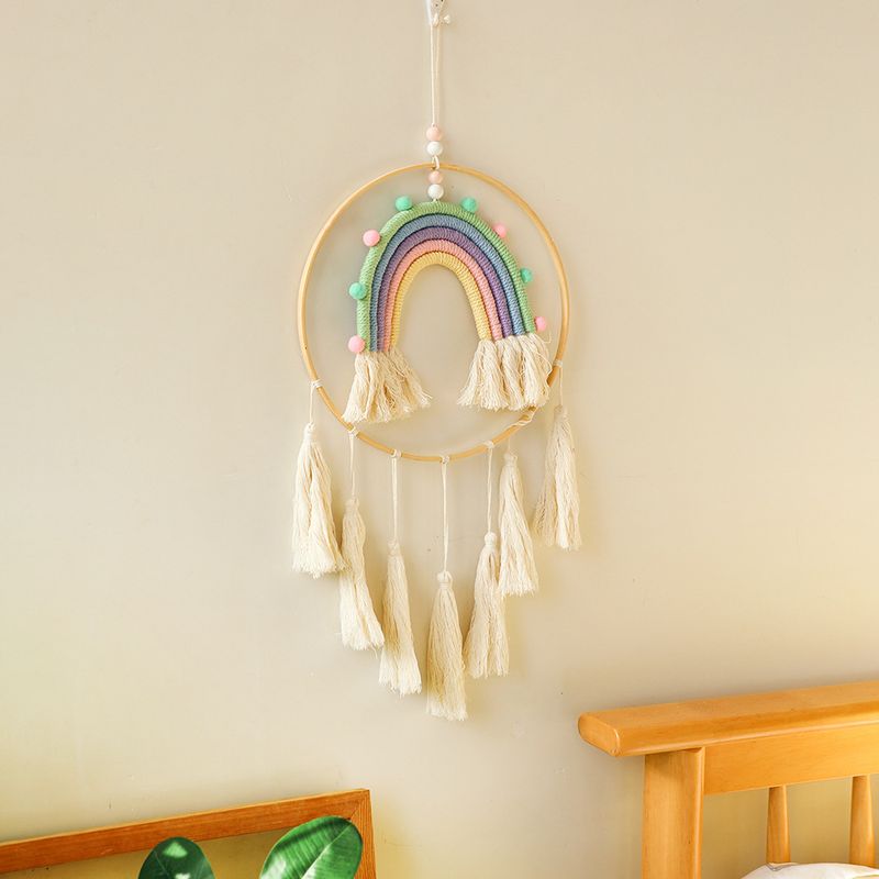 Boheemse souvenir handgeweven kwast regenboog wandtapijt eenvoudig huis woonkamer wandhanger_voghion.com