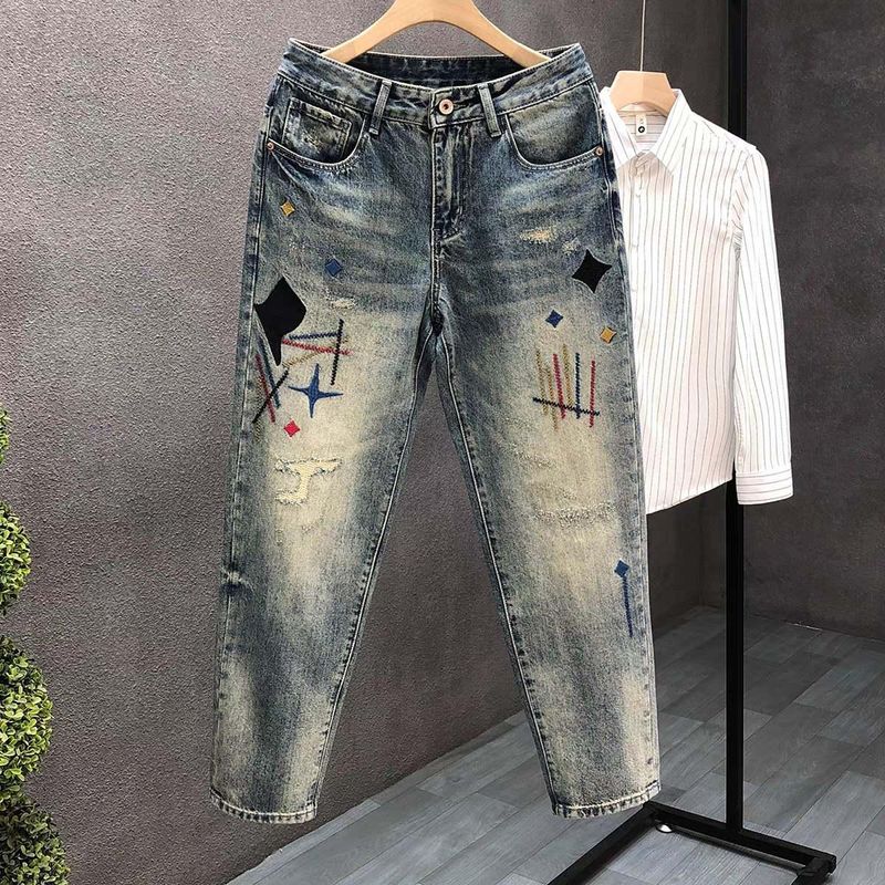 Herrenbekleidung Street Washed Distressed Fashion Jeans Gerade Lose High Street Vibe Style Lange Hosen_voghion.com