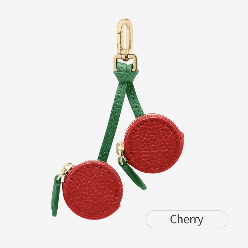 Mini portachiavi a forma di frutta - Portamonete in PU a forma di ciliegia, mirtillo e arancia, grazioso ed elegante ciondolo per borsa per donne e uomini, accessorio leggero e pratico_voghion.com