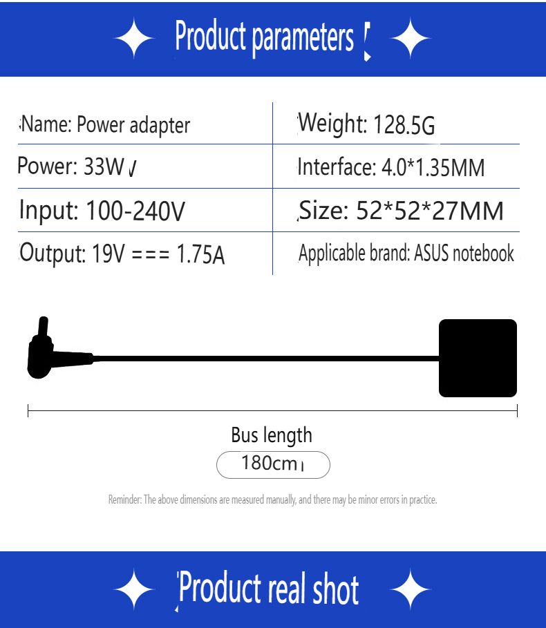 33-W-Netzteil, geeignet für ASUS-Laptops, 19 V, 1,75 A, Ladegerät mit 4,0 x 1,35 mm, kompatibel mit ASUS ZenBook UX305/UX330, VivoBook S13 und Ultrabooks_voghion.com