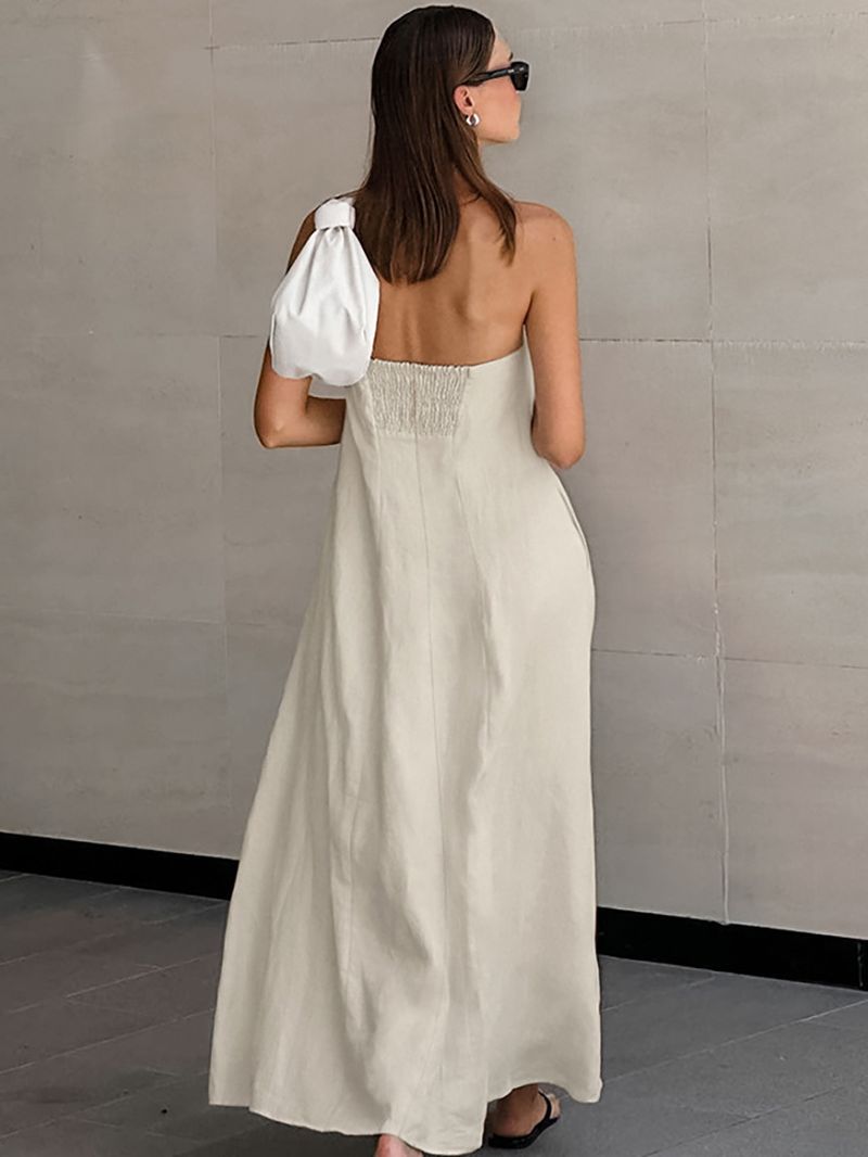 Abito lungo da donna con design semplice e personalità, aderente e a tubino, tinta unita_voghion.com