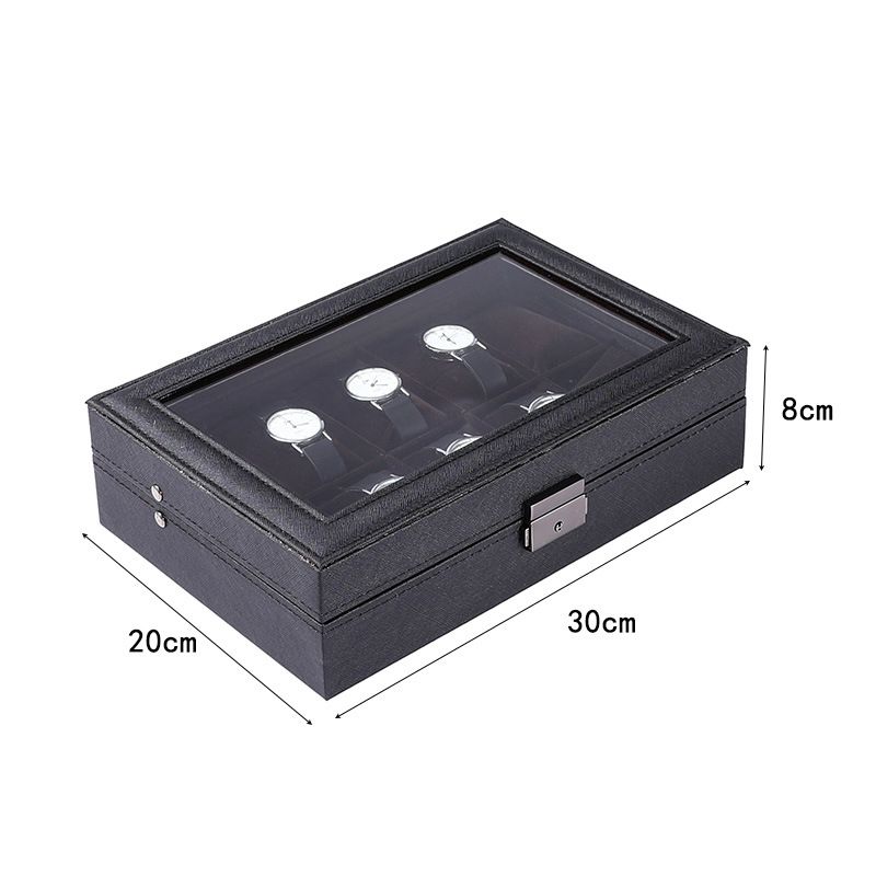 Watch Box 5-bit Premium PU Leather Plush Lock 10-bit Watch Box_voghion.com