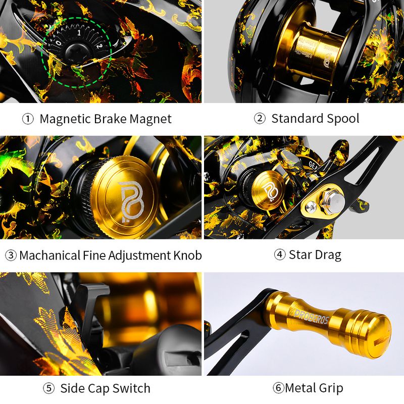 Mulinello da pesca con esca Water Drop Wheel in metallo 3+1BB 7.2:1 Black Sea_voghion.com