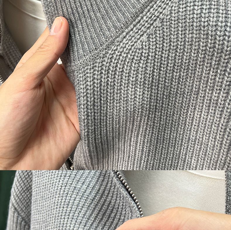 Men's Clothing Popular Cardigan Sweater Men 2024 Heavy Craft Korean Version Stand Collar Solid Color Large Size Knitted Sweater Men's Coat Trend_voghion.com