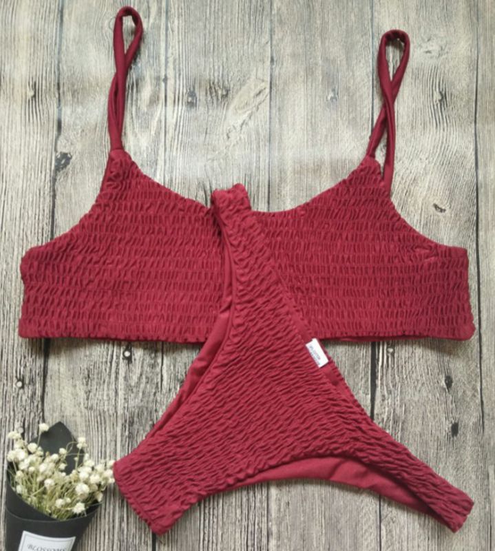 Costume da bagno caldo da donna, bikini sexy a triangolo plissettato _voghion.com
