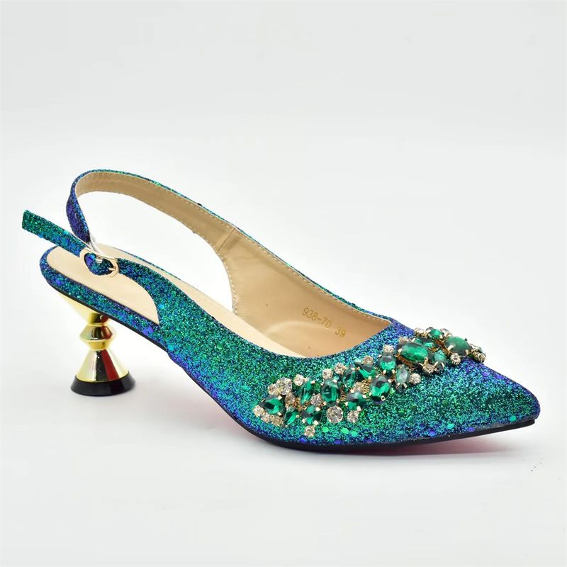 Vintage Diamant-Set klobige Sandalen mit Abendessen Tasche Set Mode Design Strass Abendtasche_voghion.com