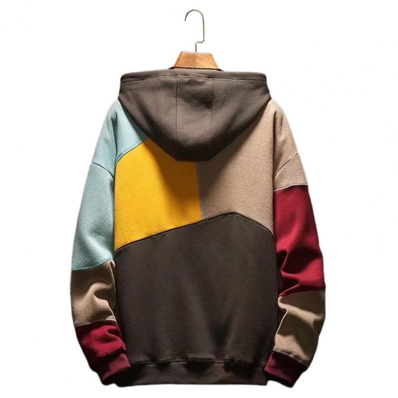 Felpa con cappuccio sottile in pile da uomo, con cappuccio e maniche lunghe, coordinata ai colori, per tenere al caldo, casual, autunnale, da indossare tutti i giorni_voghion.com