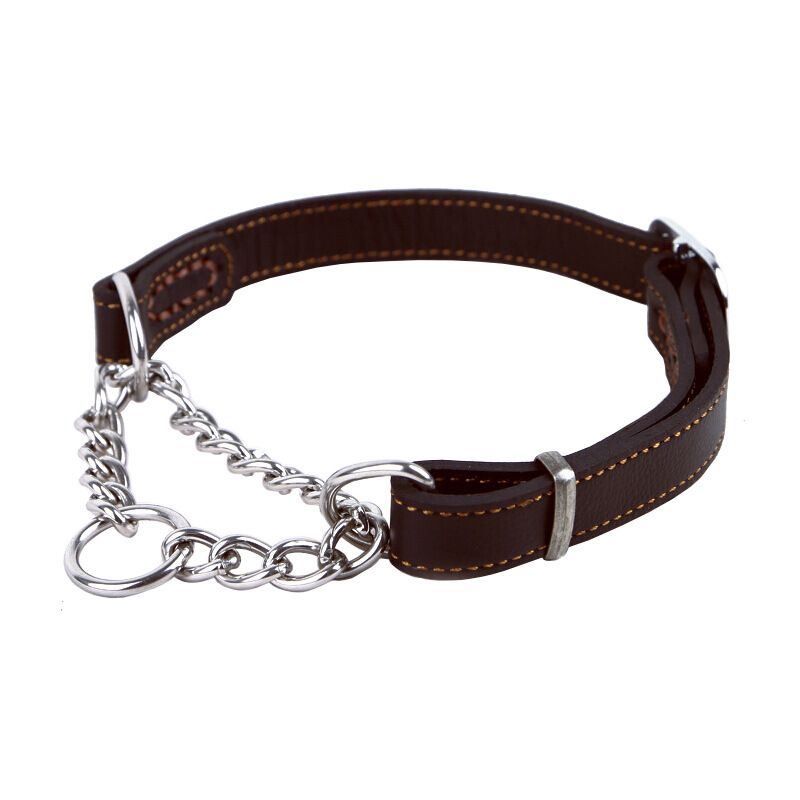 Obroża dla psa Pet Semi-Control P Chain ze skóry bydlęcej, ze stali nierdzewnej, duża, średnia, mała_voghion.com