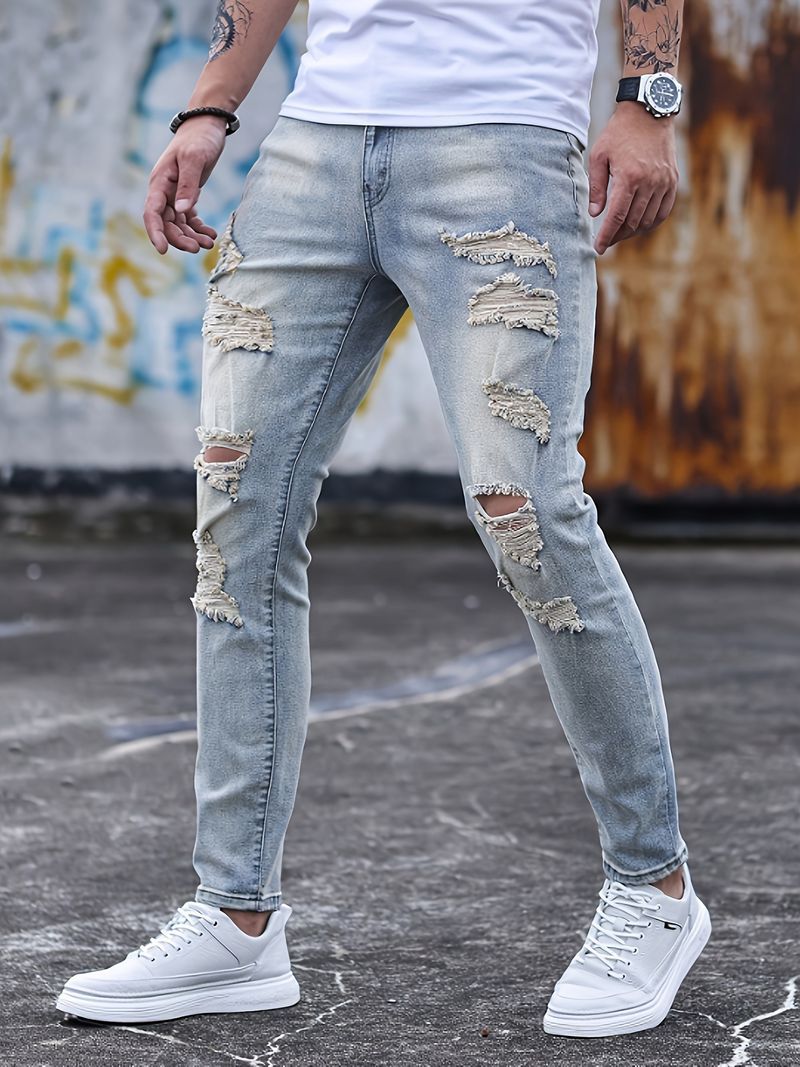 Basis herre skinny tight ripped denim nye herre skinnybukser_voghion.com