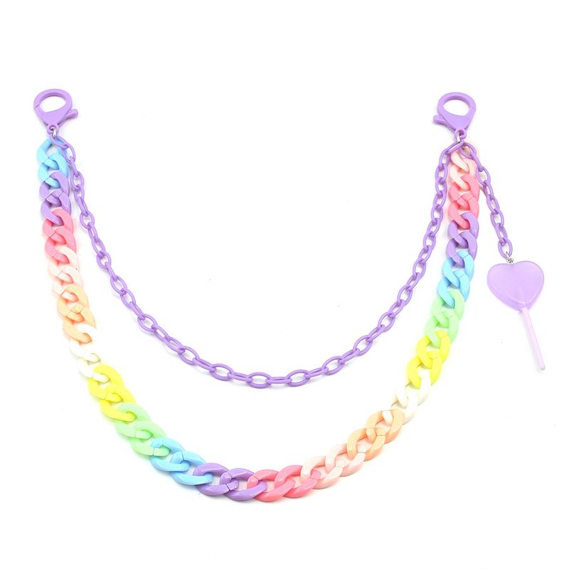Jewelry Ins Candy Colored Double-layer Resin Ultra Light Chain, Love Lollipop Decorative Pendant Pants Chain_voghion.com
