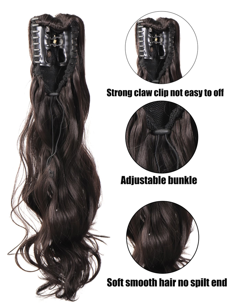 Wigs Claw Clip Curly Ponytail Synthetic Hair Extensions_voghion.com