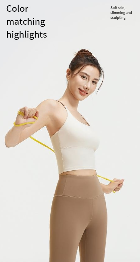 (two pieces )OQQ jumpsuit with wide shoulder straps, detachable chest cushion, threaded tight pants, fitness suit for women_voghion.com
