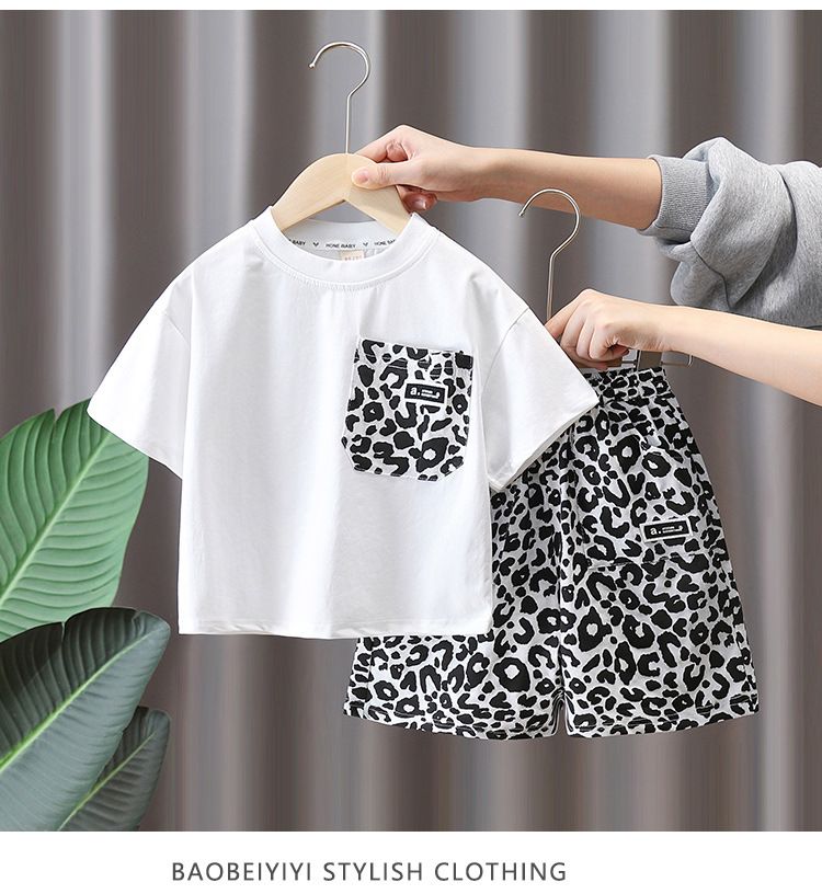 Ensemble deux pièces à manches courtes et imprimé léopard pour mère et enfant, vêtements tendance d'été_voghion.com