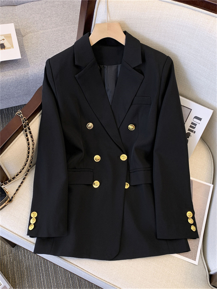 Yitimuceng Fashion Blazers for Women Jackets 2023 New Spring Summer Office Ladies Long Coats Notched Double Breasted_voghion.com