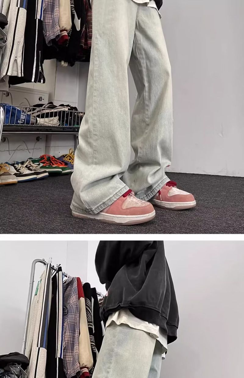 Hiphop Amerikanischen High Street Vibe Lose Gerade Jeans Männer Übergroßen Trendy Marke Breite Bein_voghion.com