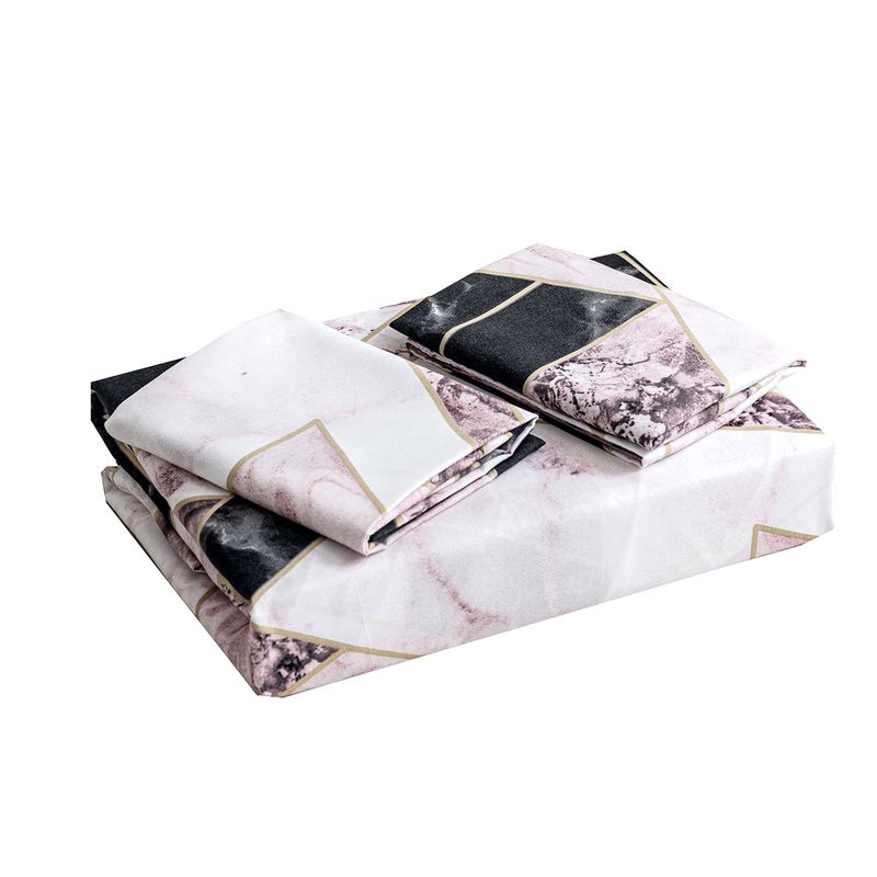 Bedding Sets Colorful Geometric Marble Pattern Printed Quilt Set Three Piece Set_voghion.com