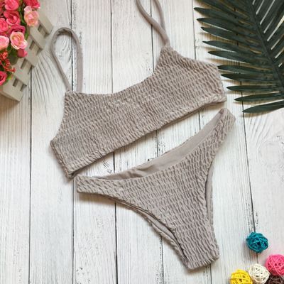 Costume da bagno caldo da donna, bikini sexy a triangolo plissettato _voghion.com