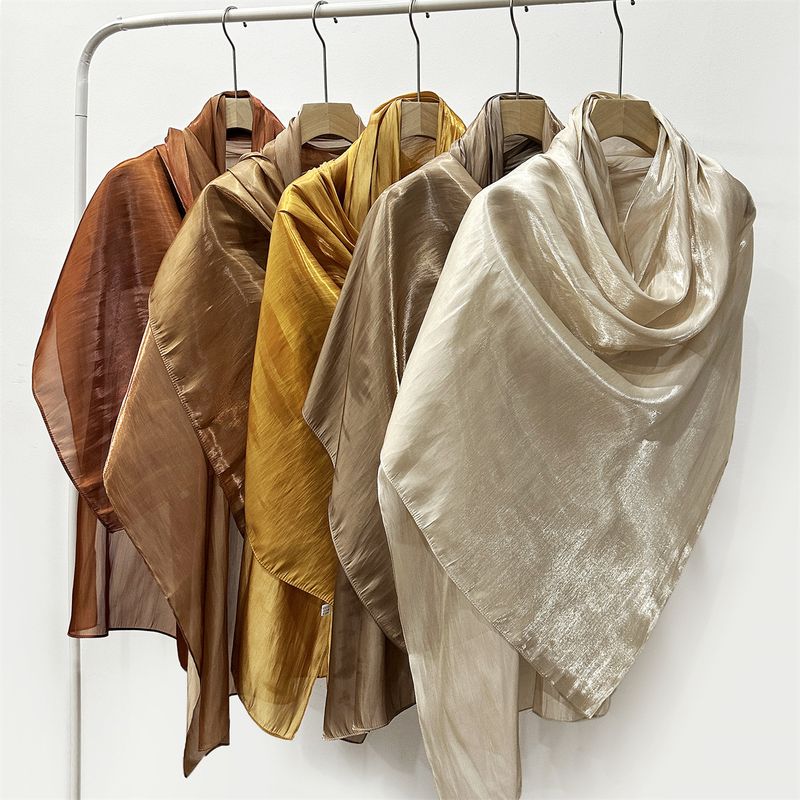 Unisex Solid color soft shimmering satin scarf women's scarf sunblock shawl Muslim_voghion.com