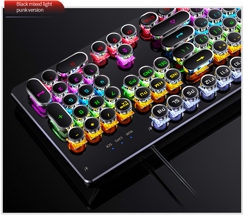 Versione ZK Punk RGB retroilluminato cablato vera tastiera meccanica chiave interfaccia USB asse sostituibile gioco O_voghion.com