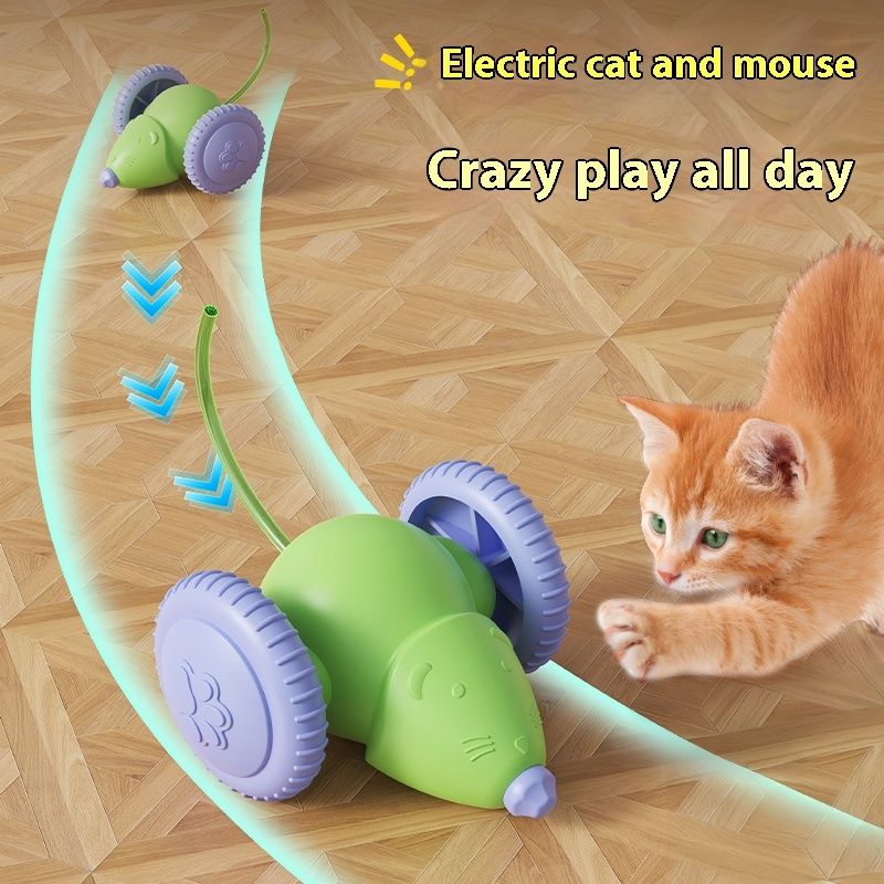 New Interactive Cat Toy Electric Mouse Car Automatic Teaser With Intelligent Obstacle Avoidance Pet Toys For Kittens By PawParty Store_voghion.com