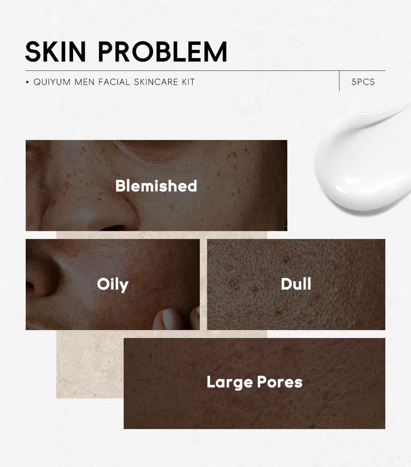Coffret de soins pour la peau pour hommes QUIYUM, 5 pièces, hydratant, nettoyant, soin du visage, spot_voghion.com