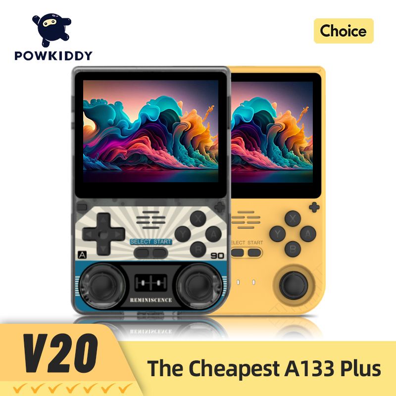 POWKIDDY V20 Video Handheld Game Console A133Plus Chip 5000mAh Lithium Battery Gift Retro Stickers 3.5-Inch IPS HD_voghion.com
