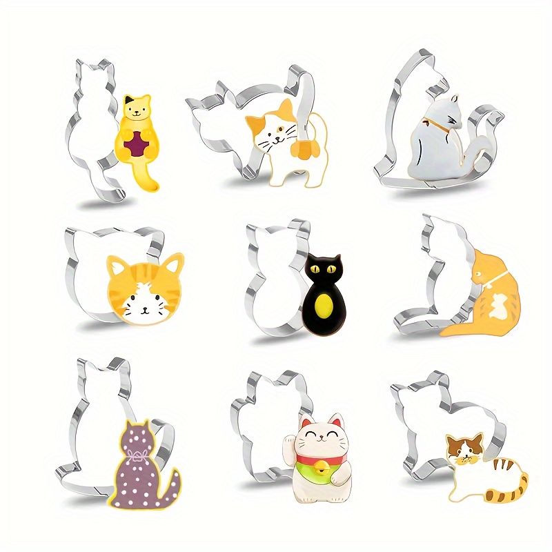 9 stuks, koekjesvormpjes in de vorm van een kitten, deegvormpje, koekjesvormen, bakgereedschap, keukenaccessoires_voghion.com