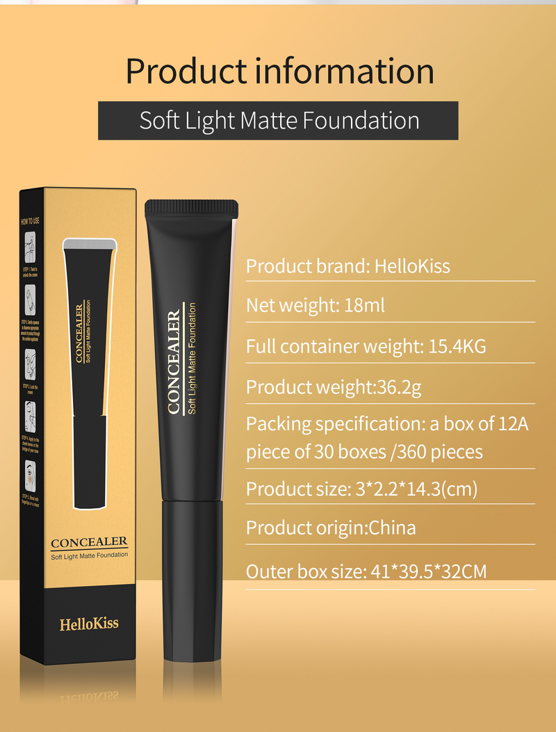 Hellokiss Concealer Feuchtigkeitsspendende und natürlich aufhellende Weizen-Antik-Kupfer-Farbe wärmende flüssige Grundierung_voghion.com
