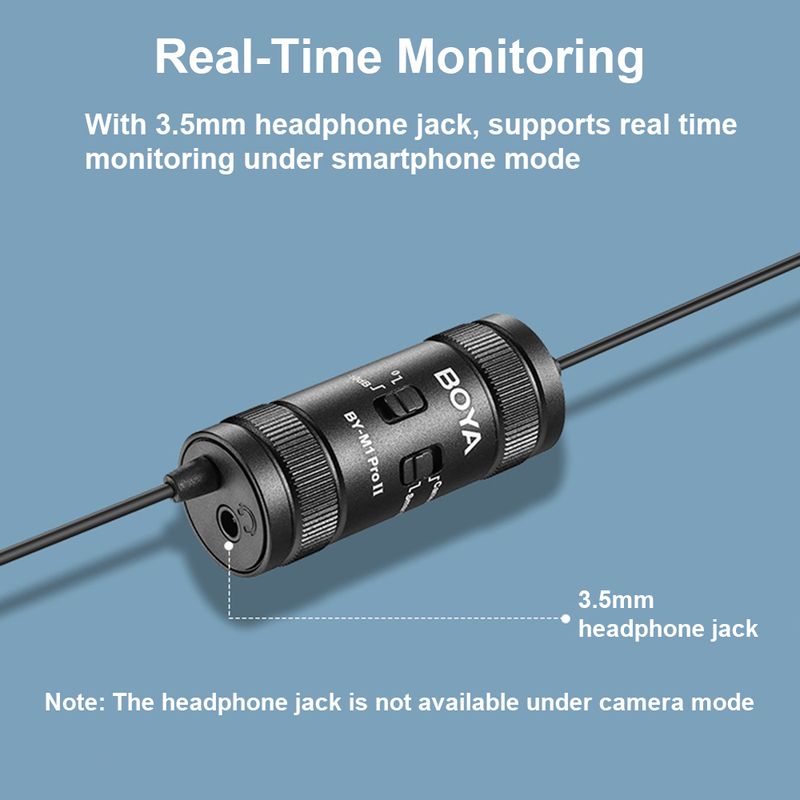 BOYA BY-M1 Pro II Universelles Ansteckmikrofon Omnidirektionales Ansteckmikrofon 3,5 mm TRRS-Stecker 6 M für Smartphone-Kamera_voghion.com