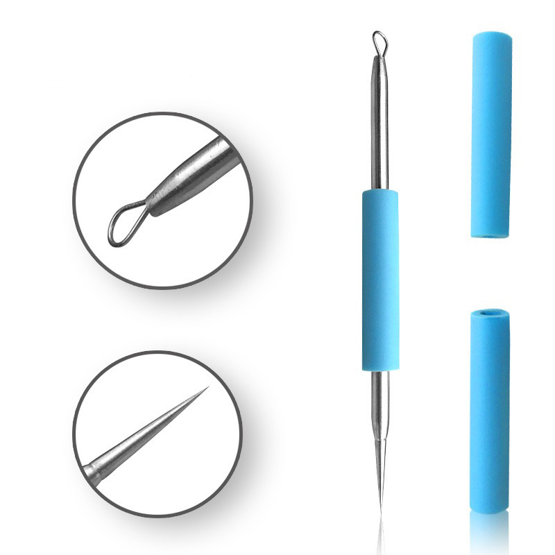 Dubbele kop roestvrij acne mee-eter puistje extractor remover acne naald_voghion.com