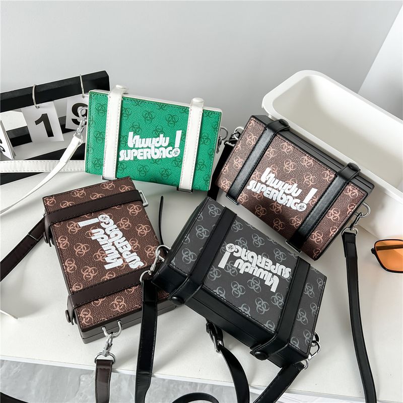 Ins Crossbody Bag For Men 2024 New Korean Edition Versatile Printed Box Bag Single Shoulder Crossbody Bag Small Square Bag For Women_voghion.com
