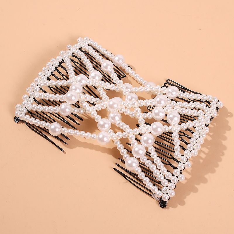 F1322 Creativo Elastico Magico Disco Artefatto Pettine Versatile Perla Fiocco Fermaglio per Capelli_voghion.com