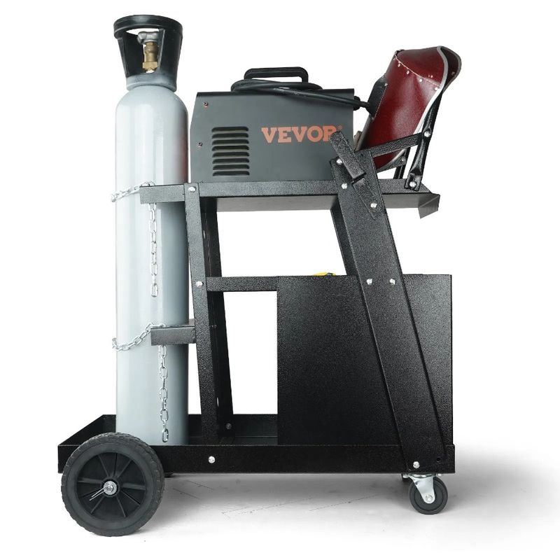 Cart Welding Heavy Cart, 360° Capacity, 2-Tier Swivel LBS With Weight Storage 265 Drawers Safety Chains, Wheels, Tank Welder 4_voghion.com