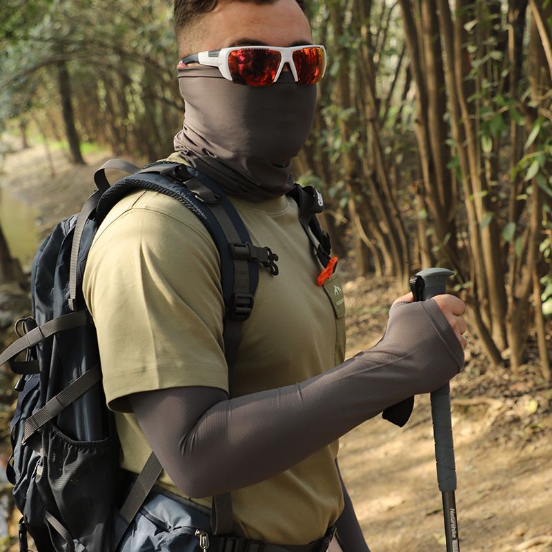 Men's Cooling Sun Mask Set - UPF 50+ Full Face Cover With Neck Protection & Arm Sleeves, Lightweight & Breathable For Cycling_voghion.com